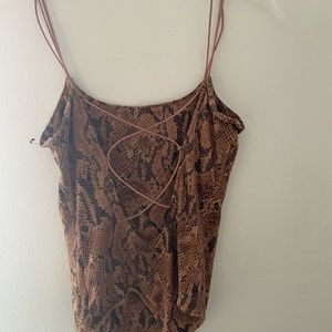 Express Snakeskin Body Suit Open Back